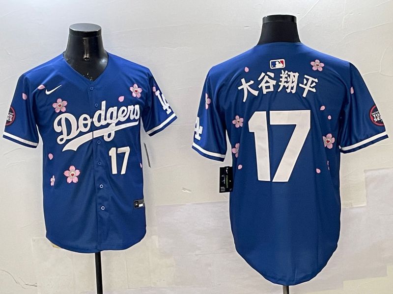 Men Los Angeles Dodgers 17 Ohtani Blue Sakura Edition 2025 Nike MLB Jersey style 12